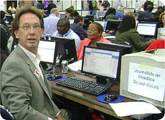 David at media center, Mexico